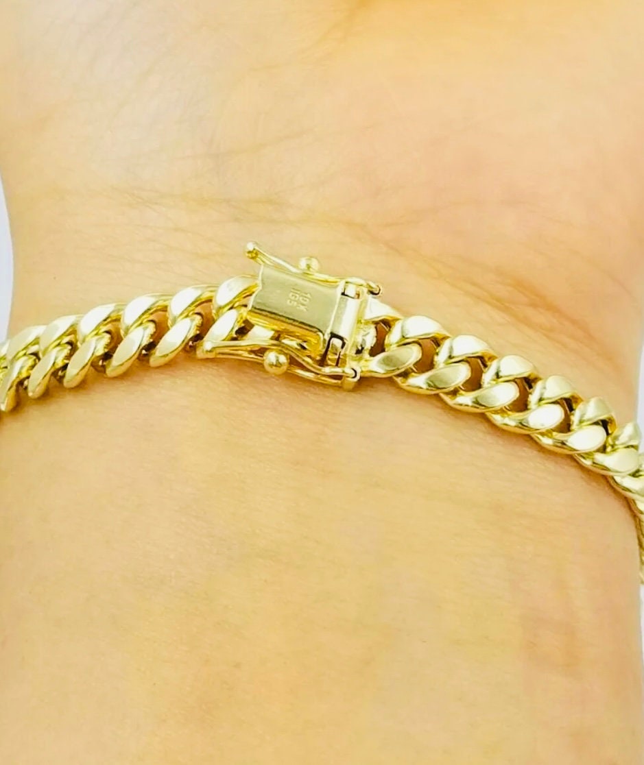 10k Real Yellow Gold Miami Cuban Bracelet 7 mm Link 8" Inch Box Lock Top Quality