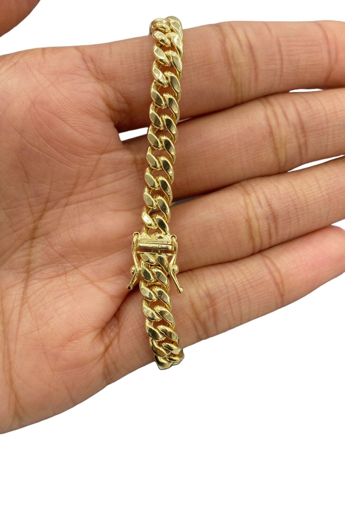 10k Real Yellow Gold Miami Cuban Bracelet 7 mm Link 8" Inch Box Lock Top Quality